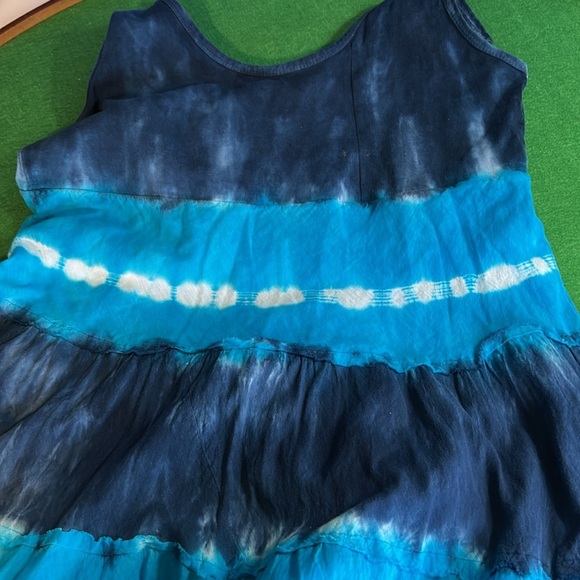 FABULOUS BLUE & WHITE TIE DYE OMBRÉ MAXI DRESS SIZE MEDIUM - Picture 13 of 15